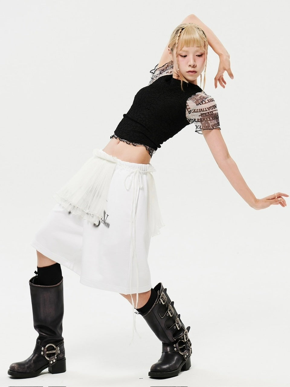 【HOLY NUMBER 7】Oversized Hip Hop WIDE fit Graphics SHORT PANTS