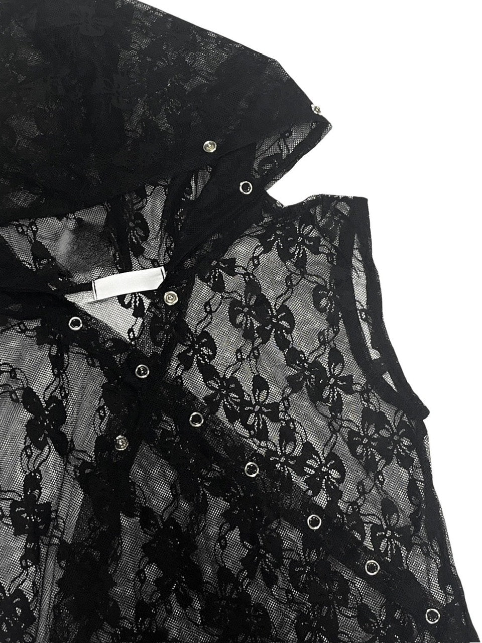 受注制【Never mind the XU】ribbon lace hoodie (2color)