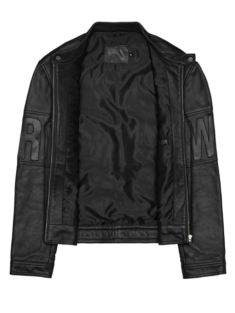 【RACER WORLDWIDE】Black Leather Embossed Jacket