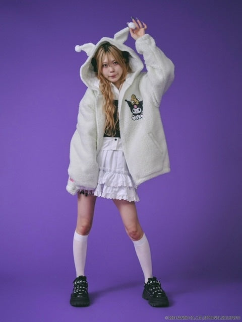 【GALFY×KUROMI】モコモコ丸ボアずきんパーカー / 【ガルフィー×クロミ】ファーロゴ長袖ジップアップパーカー