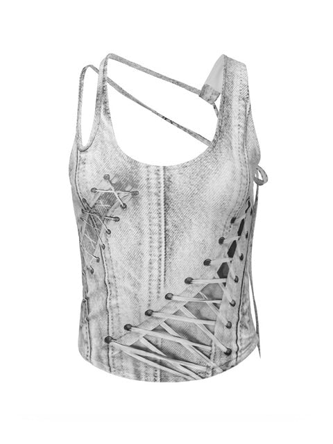 【NACHE】RACE UP PRINTED SLEEVELESS