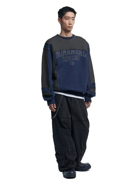 【NOMANUAL】RAW EDGE C.B SWEATSHIRTS / 【ノーマニュアル】ロゴプリント長袖スウェットシャツ