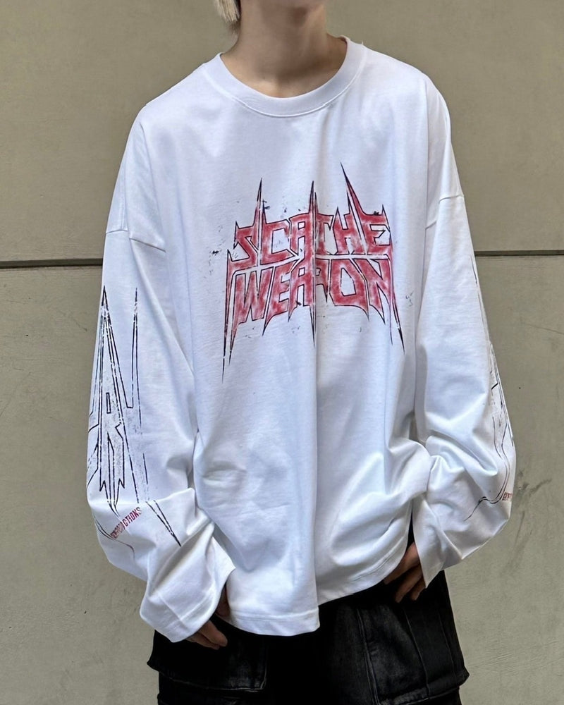 受注制【Chikashitsu +】oversized print long sleeve (2color) / 【チカシツプラス】オーバーサイズプリント長袖Tシャツ