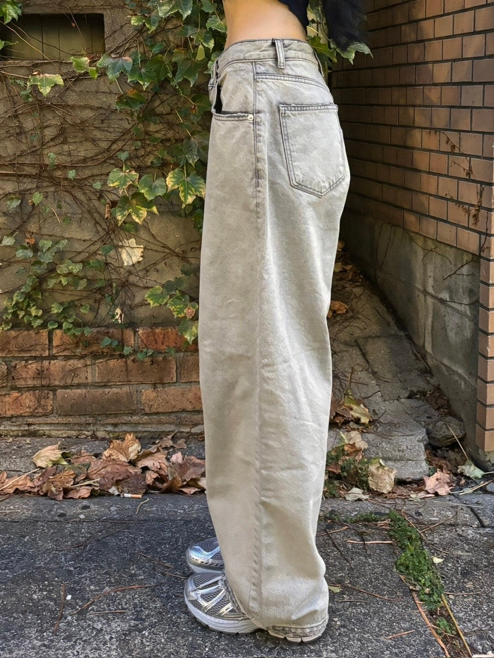 受注制【oaks】wash wide denim pants