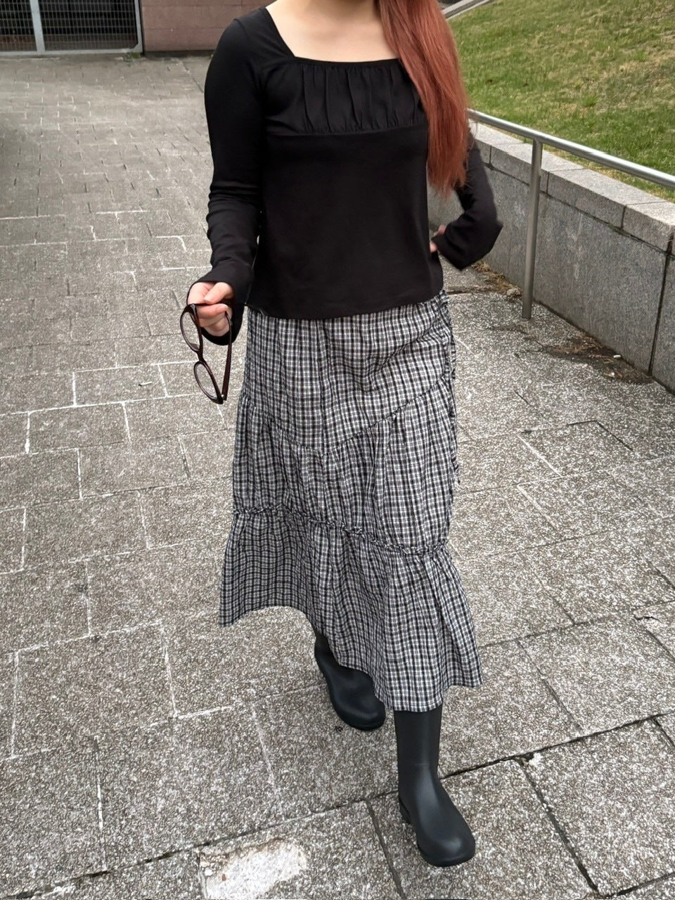 受注制【oaks】shirring long skirt (2color)