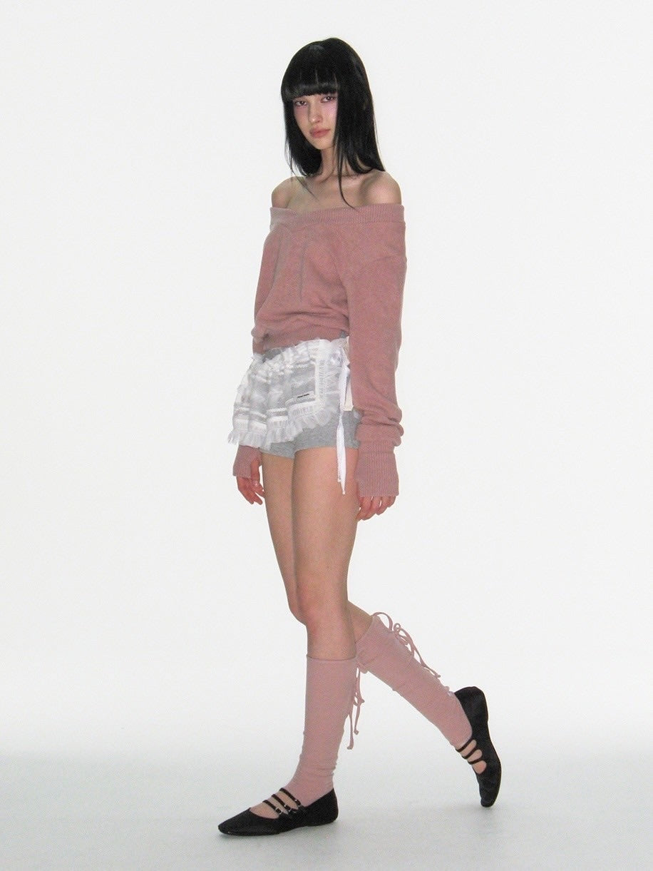 【CRANK】RIBBON WARMER V-NECK KNITWEAR