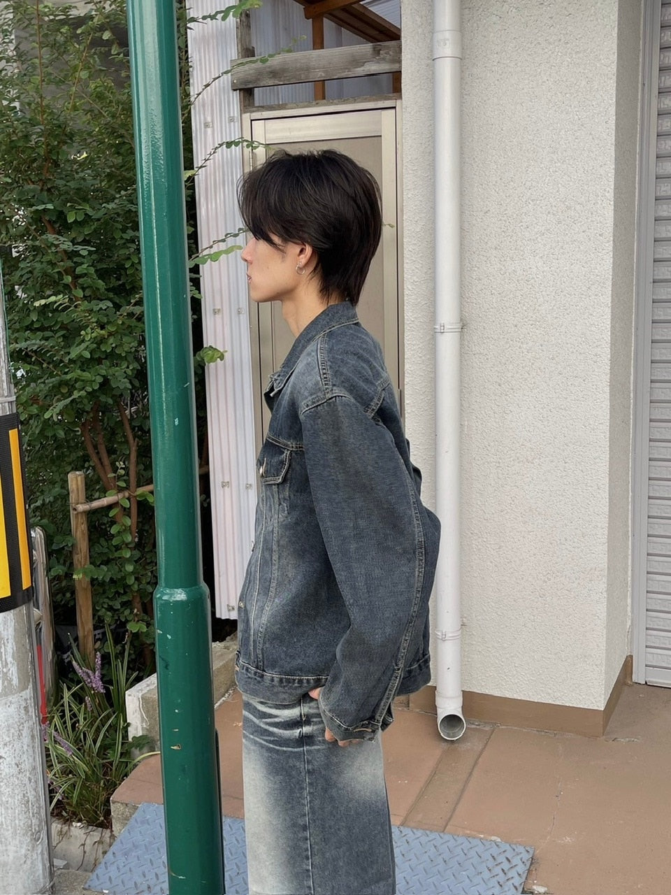 受注制【Chikashitsu +】vintage wash denim jacket 2 (2color)