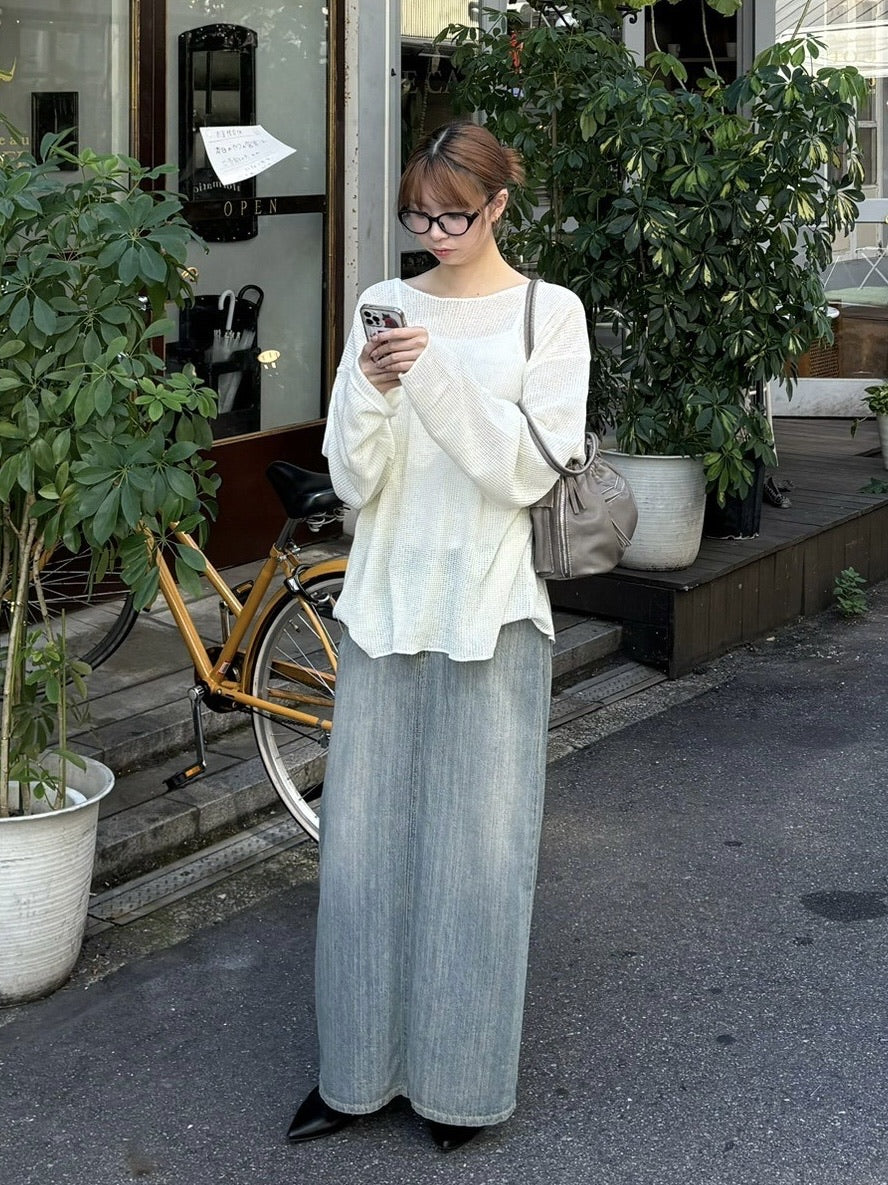 受注制【Chikashitsu +】wide neck light knit (4color)