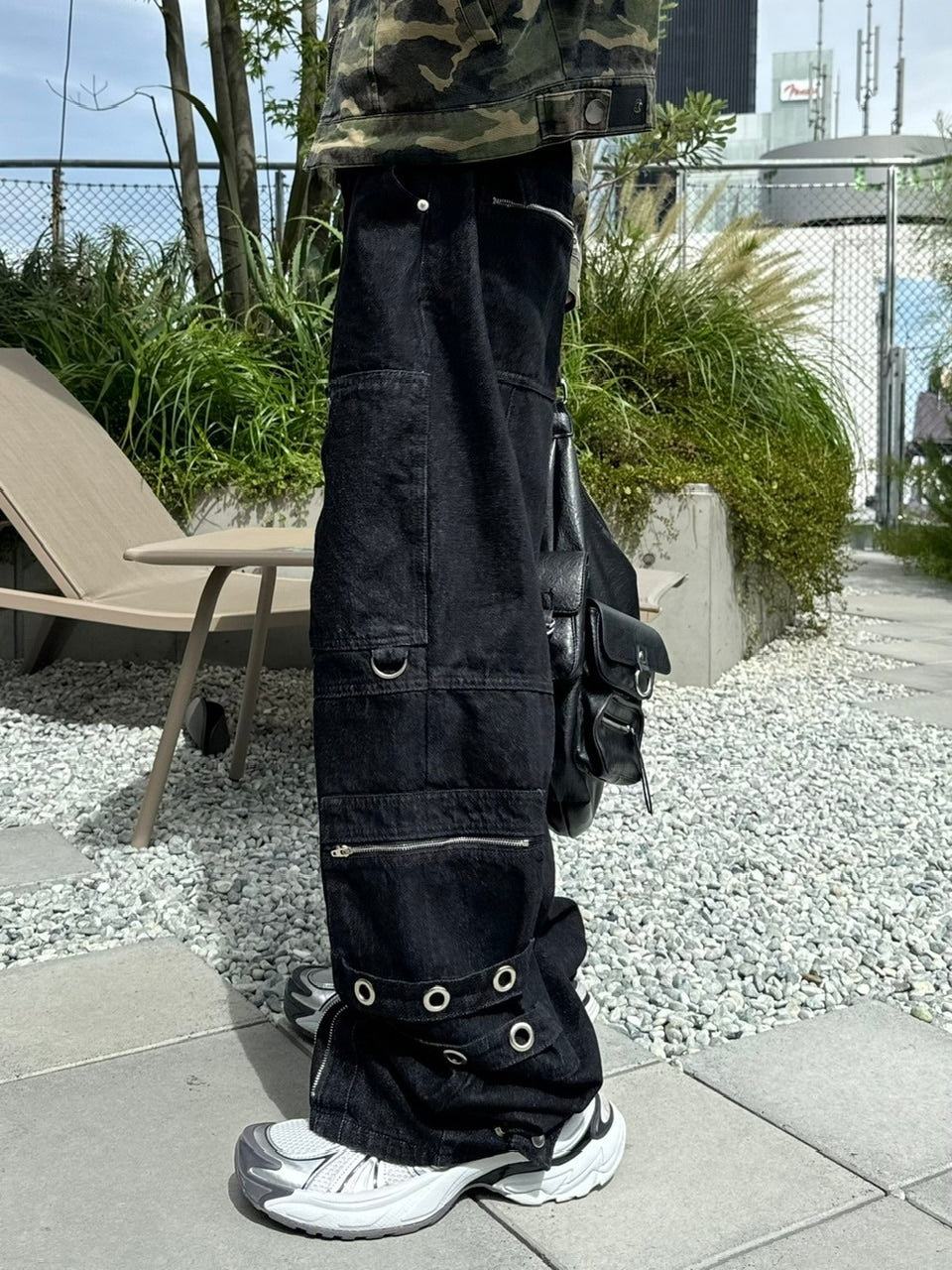 受注制【Chikashitsu +】steel ring denim cargo pants