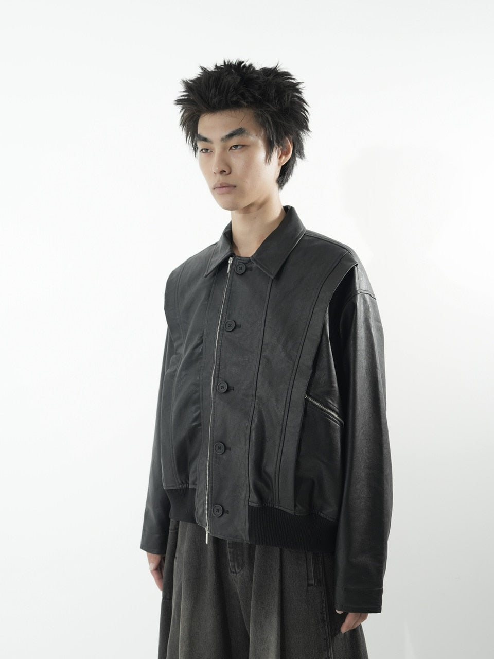 【CS】multi vegan leather blouson (black)