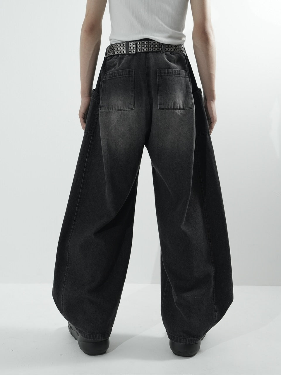 【CS】side tuck drape denim pants (black)