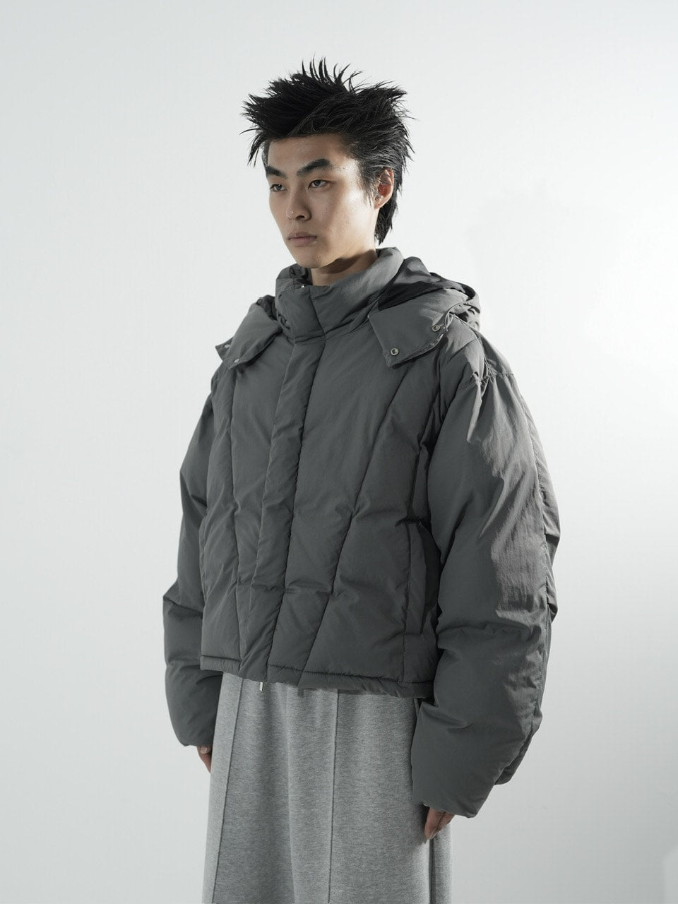 【CS】2way cropped puffer jacket (charcoal)