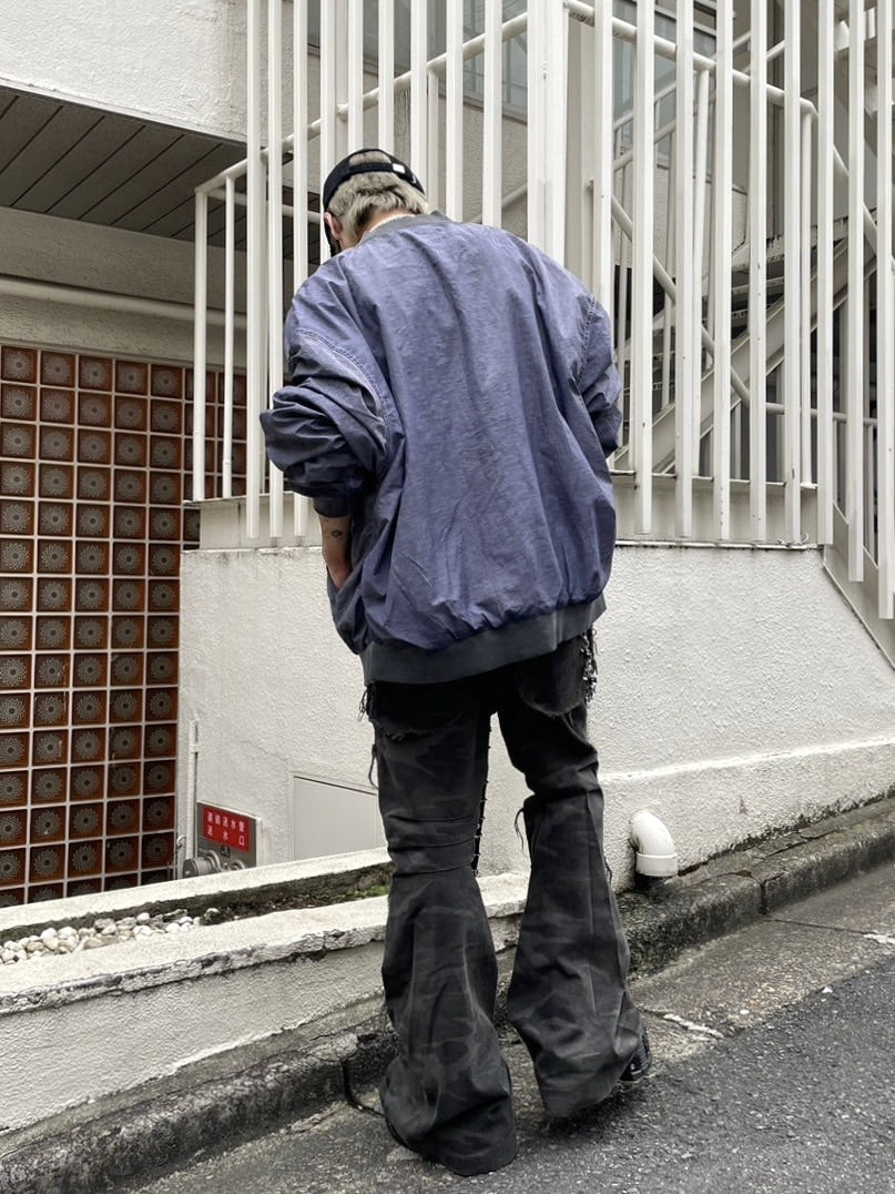 受注制【Never mind the XU】washed shirring blouson