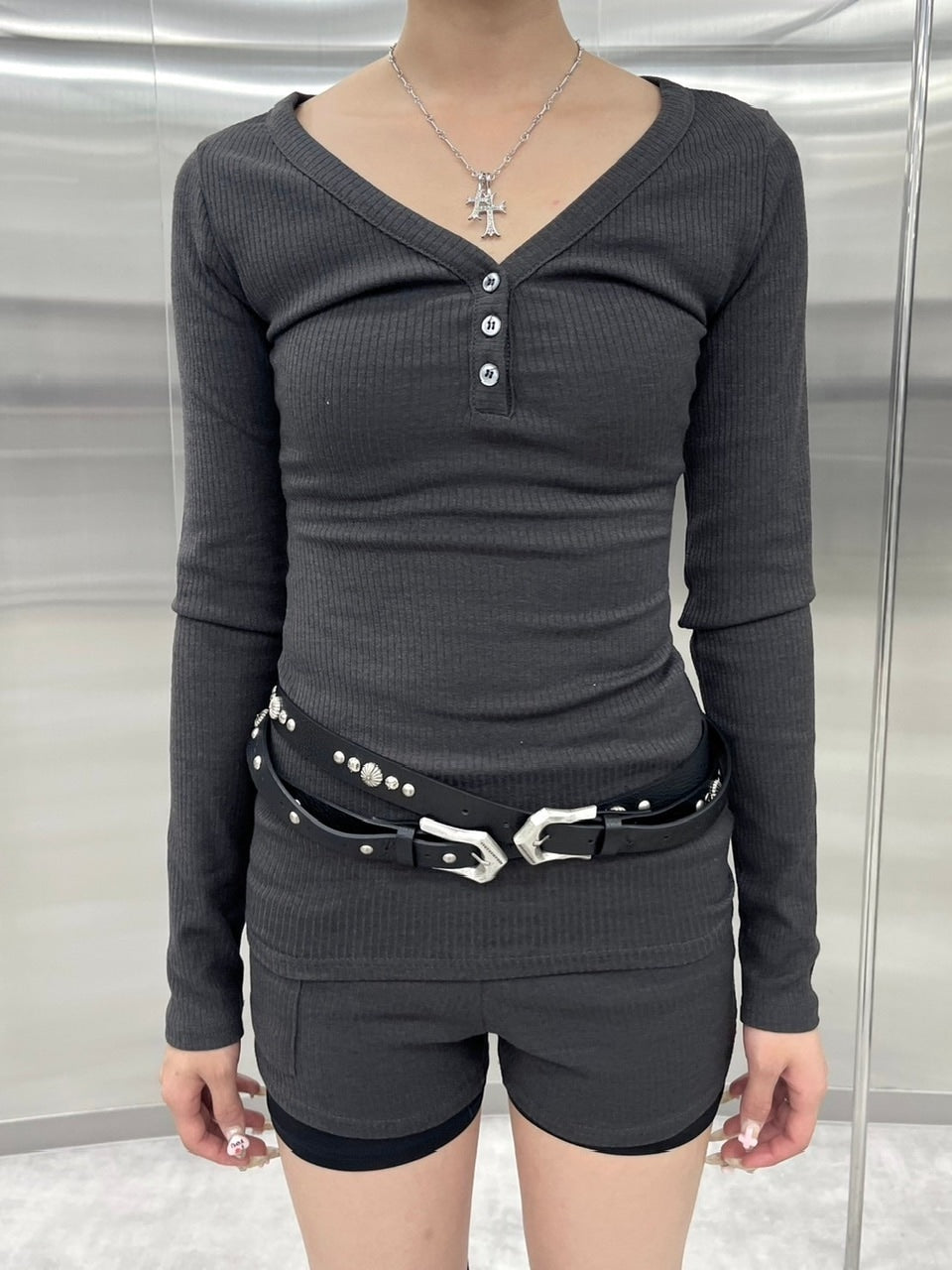 受注制【nmtc +】v-neck slim long sleeve (3color)