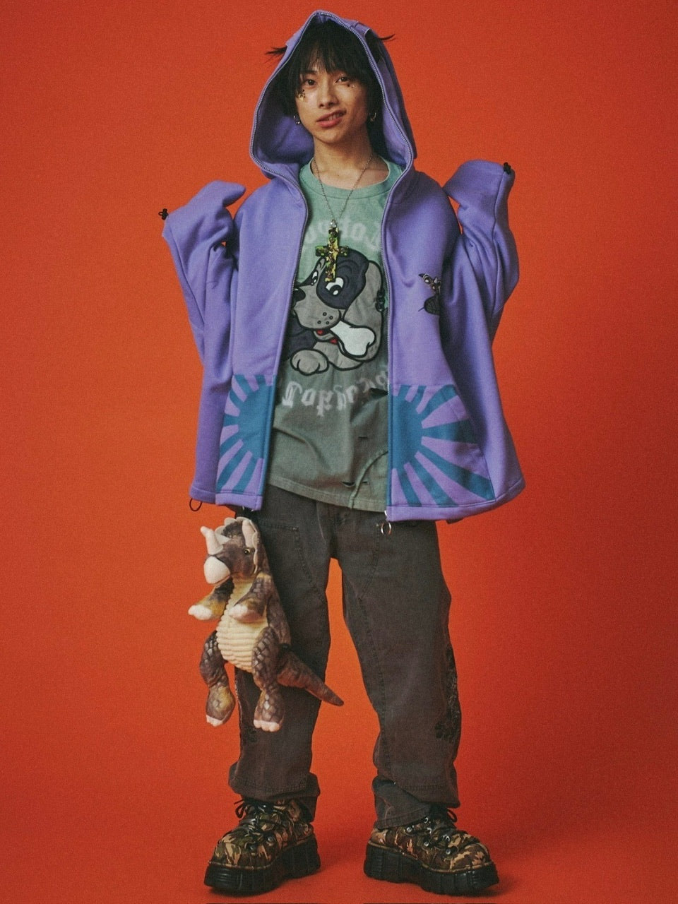 【GALFY】反戦パーカー / 【ガルフィー】ロゴ長袖耳付きパーカー