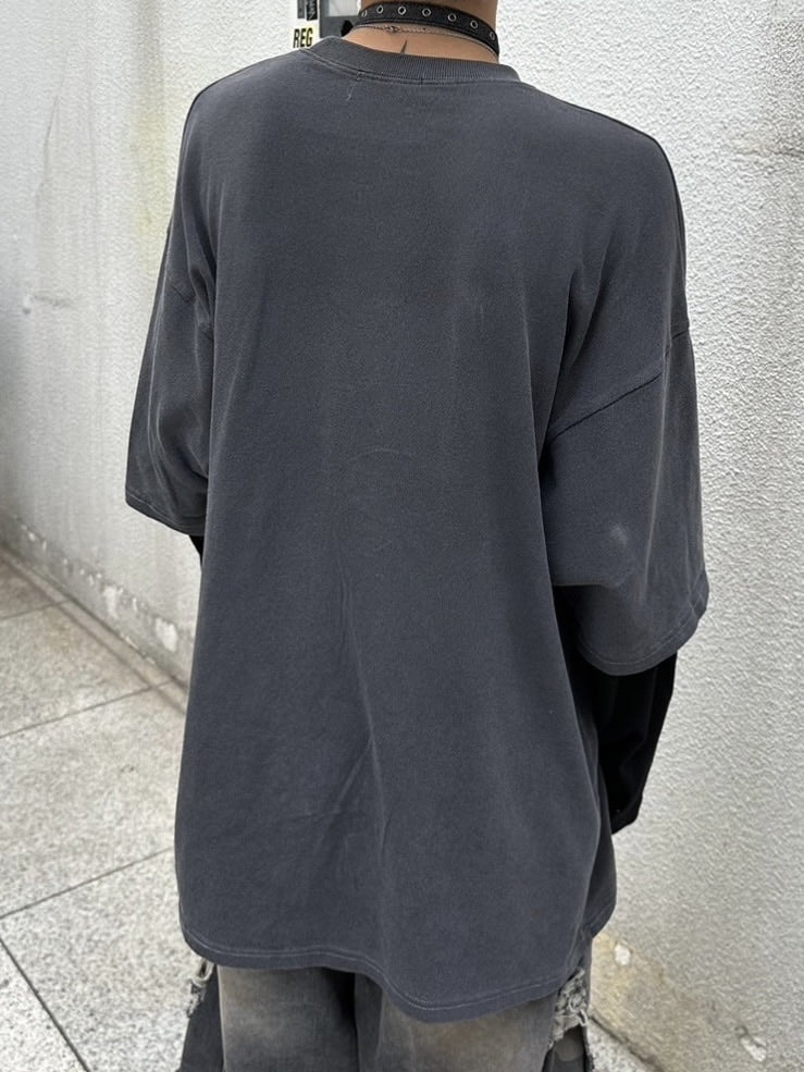 受注制【Never mind the XU】tribal layered long sleeve tee