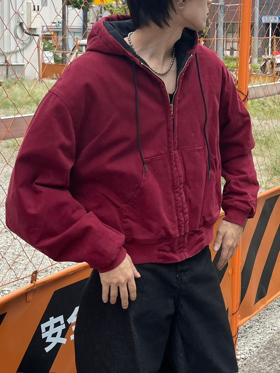 受注制【Chikashitsu +】cropped hooded work blouson (2color) / 【チカシツプラス】クロップドフードジップアップパーカーワーク長袖ブルゾン