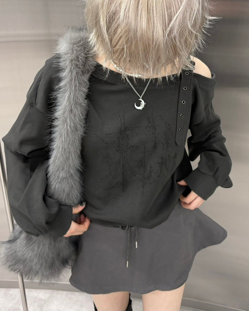 【nmtc +】shoulder belt graphic sweatshirts (3color)