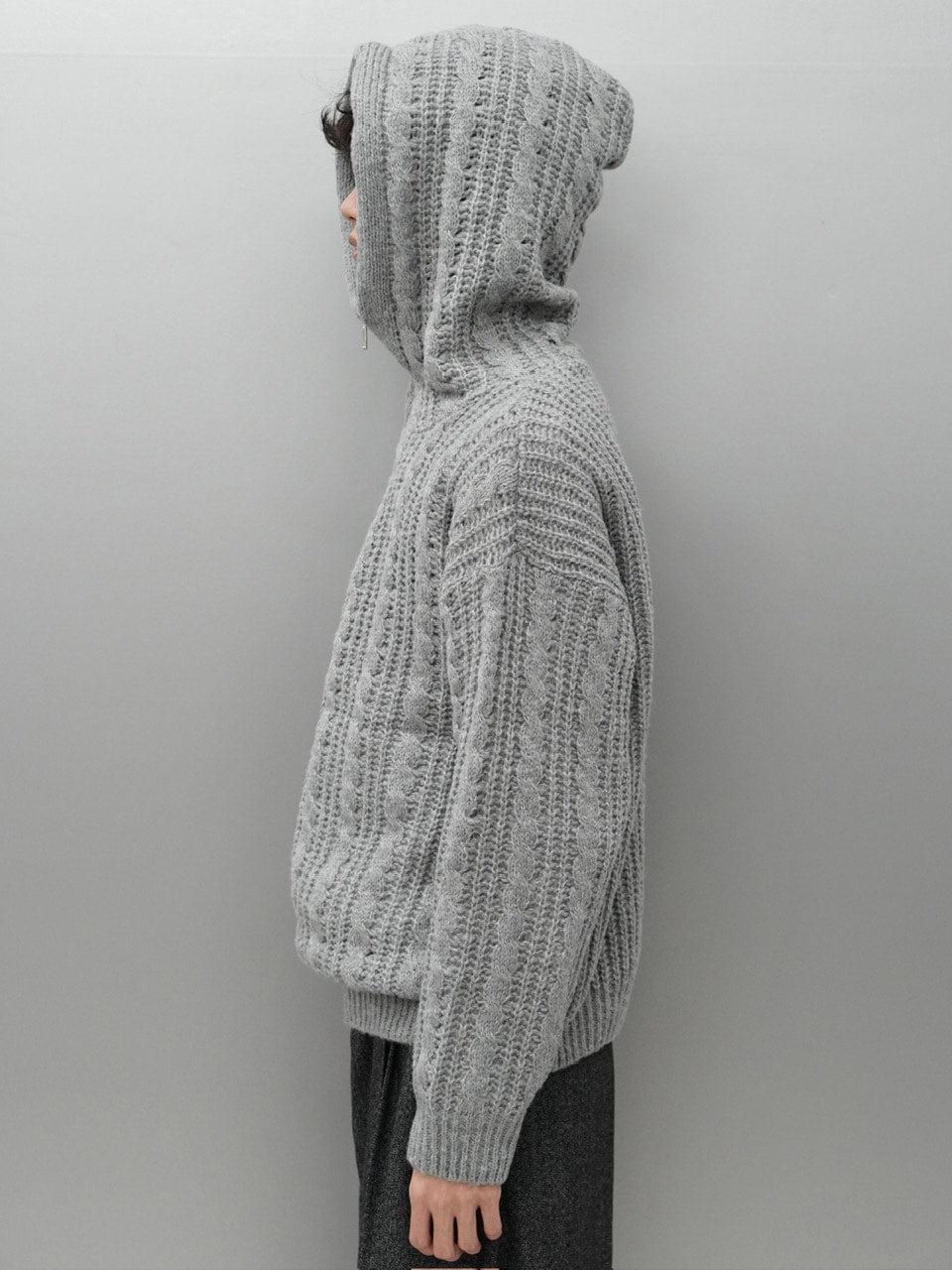 東京店WEB限定受注制【Chikashitsu +】balaclava half zip knit hoodie (3color)