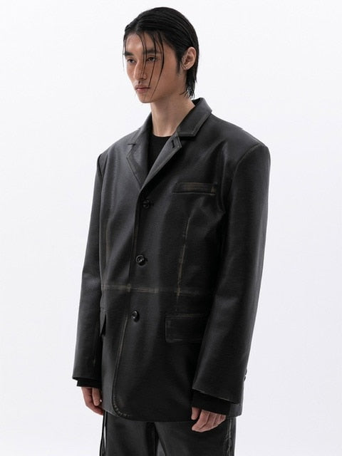 【ESC STUDIO】washing leather 4 buttons blazer