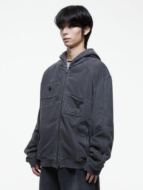 【THECOLDESTMOMENT】TCM multi hooded zip-up