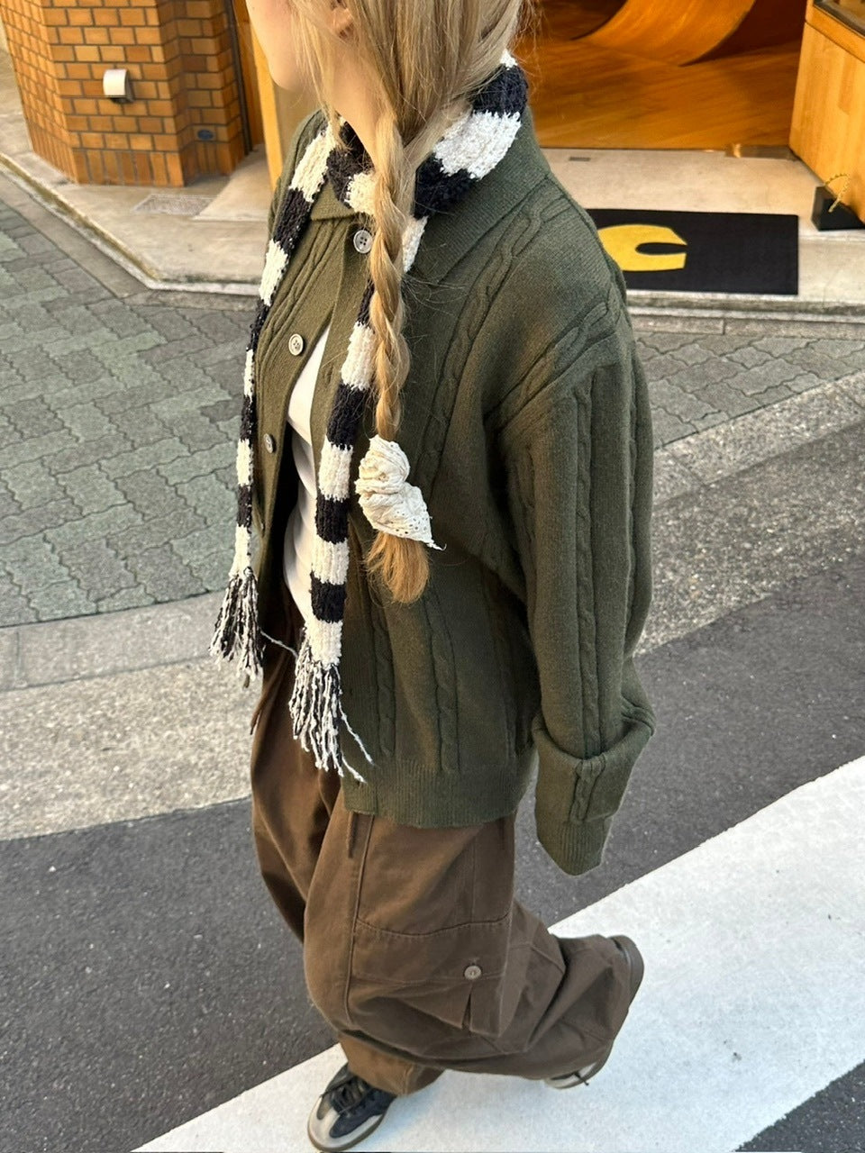 受注制【Chikashitsu +】cable lib knit cardigan (3color)