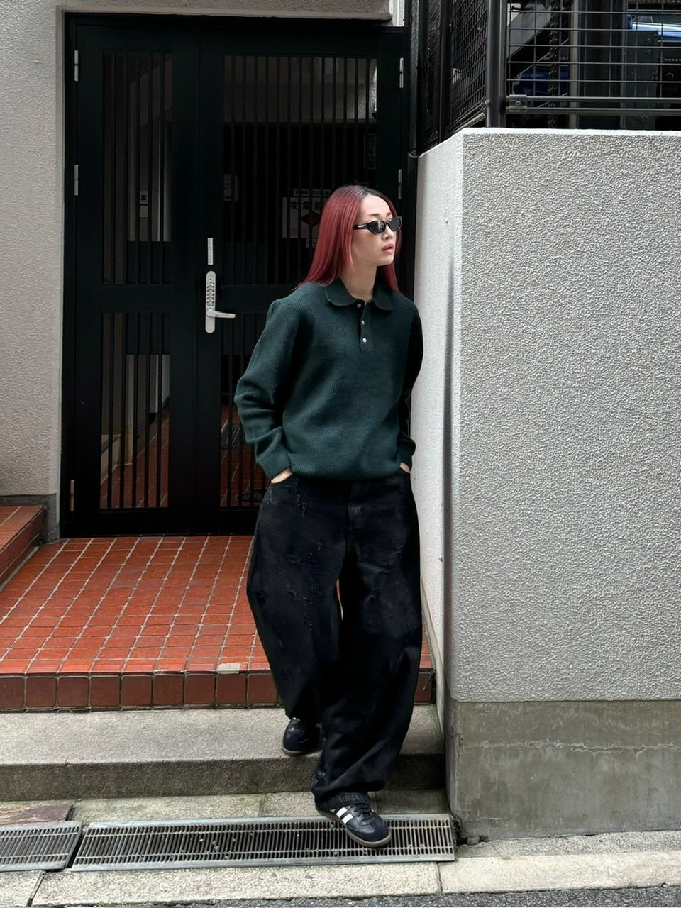 受注制【Chikashitsu +】wool touch lib knit polo (4color) / 【チカシツプラス】ウールタッチリブ長袖ニット