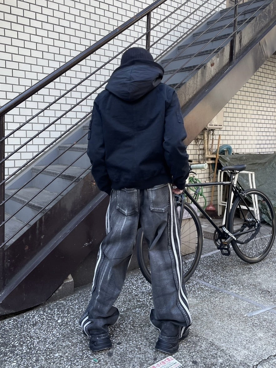 受注制【nmtc +】side line wash denim pants (2color)