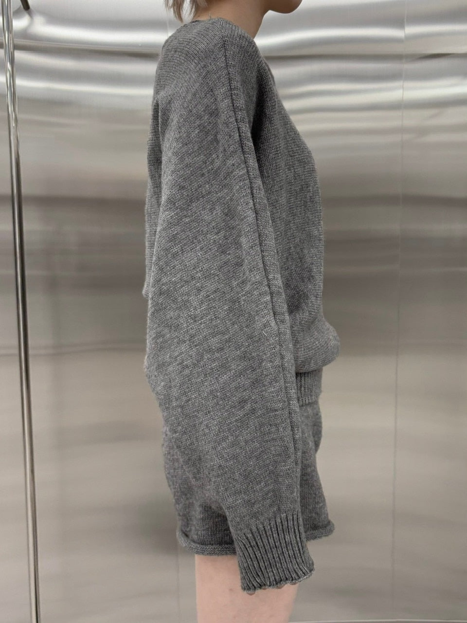 【nmtc +】one shoulder knit and shorts set (4color)