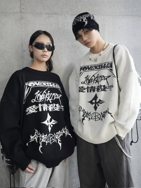 【LOVE KILLER】Total logo oversize knit