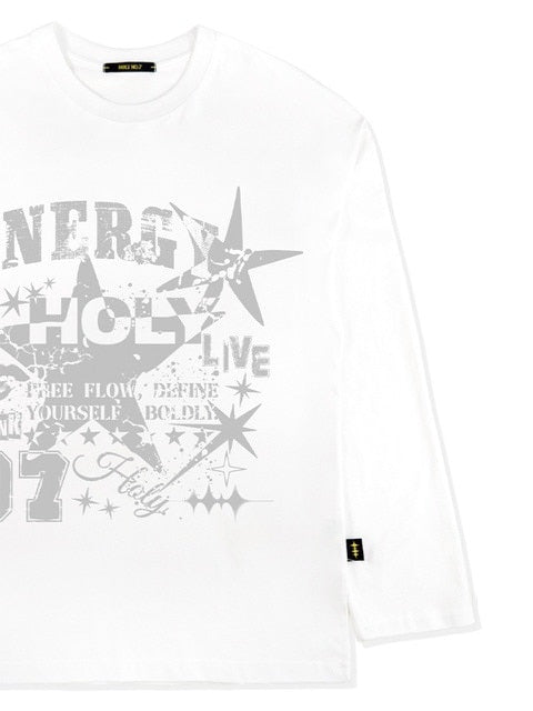 【HOLY NUMBER 7】Oversized Dynamic 07 Star Graphic Long Sleeve T-Shirt