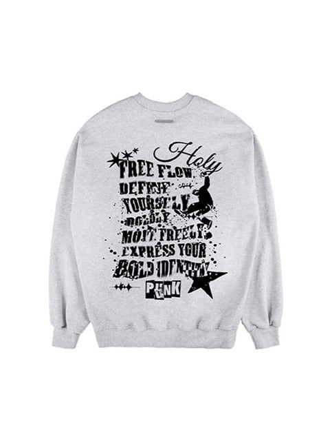 【HOLY NUMBER 7】Oversized Hip Hop fit lettering graffiti sweatshirt