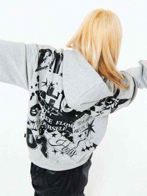 【HOLY NUMBER 7】Oversized Hip Hop fit Star Overgraphic Hoodie