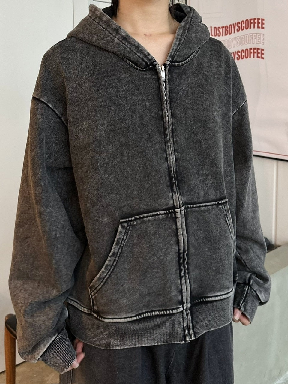 国際配送【LUV CODE】pigment zip up hoodie