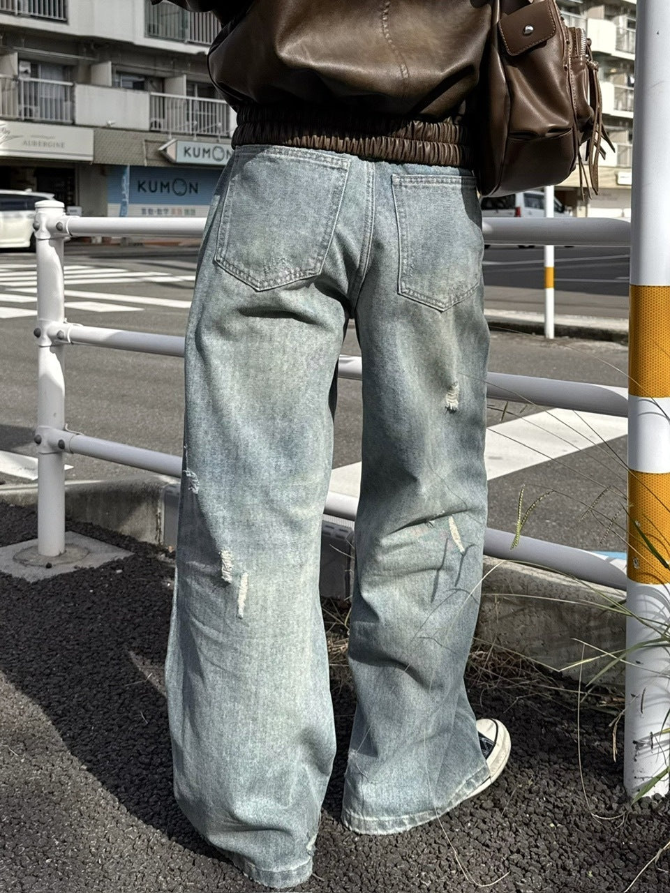 国際配送【RENOL】damage denim wide pants