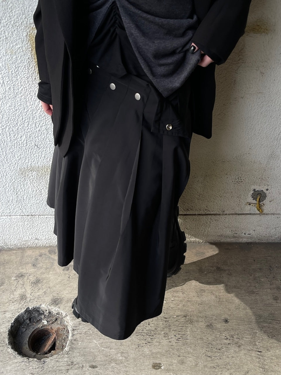 受注制【oaks】studs design pleats midi skirt