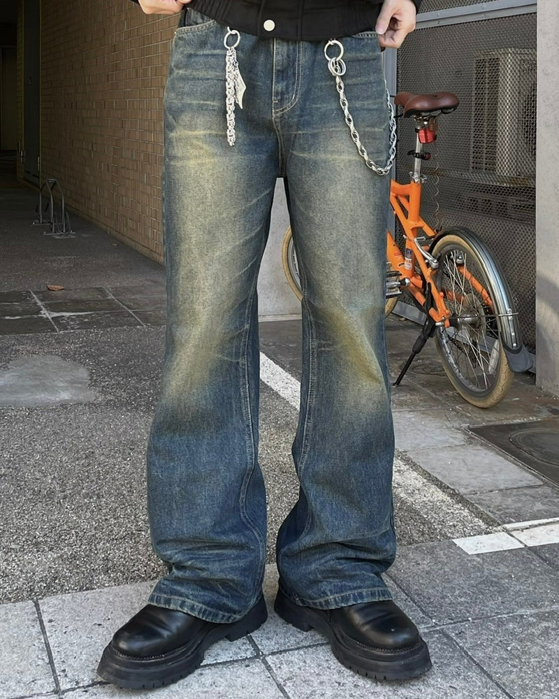 受注制【Chikashitsu +】phantom flare denim pants (2color) / 【チカシツプラス】フレアデニムパンツ