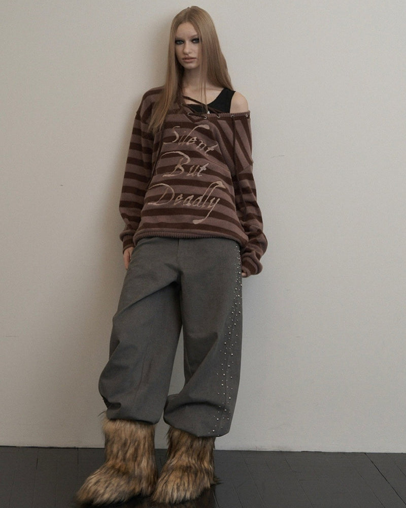 【SETUP-EXE】STRIPE V-NECK MTM / 【セットアップエグゼ】ストライプボーダーVネック長袖ニット