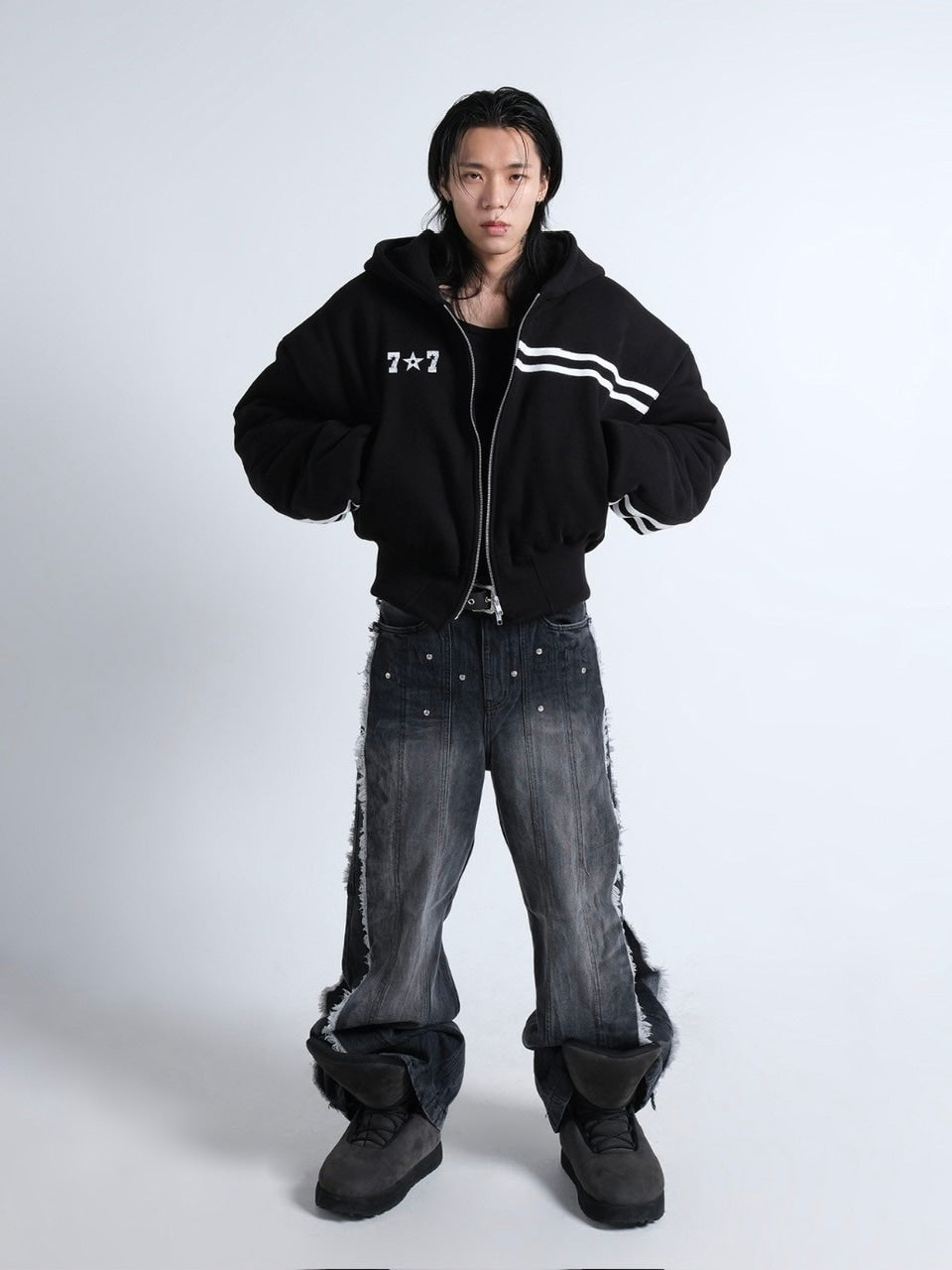 【IFEELLUCKY】Wide flare stud pants / 【アイフィールラッキー】ワイドフレアスタッズパンツ