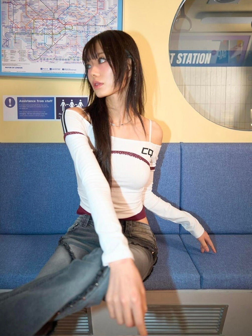 【CHERRYQUIRI】lace layered off shoulder sleeve