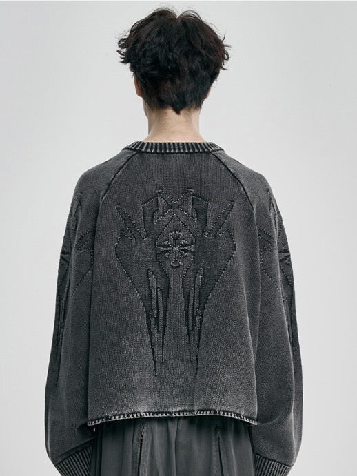 【AJOBYAJO】Cross Symbol Cropped Sweater