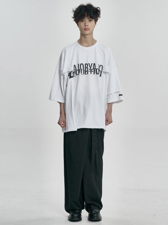 【AJOBYAJO】Tri Logo Mixed T-Shirt