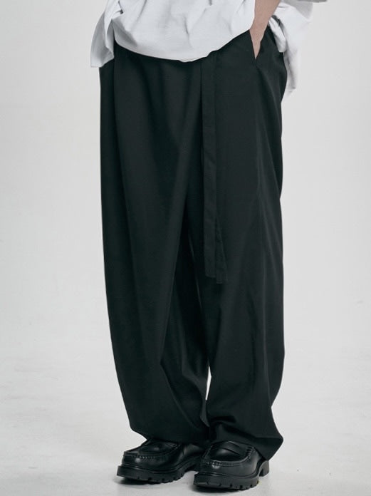 【AJOBYAJO】Wool Blend Asymmetrical Long Skirt Pants