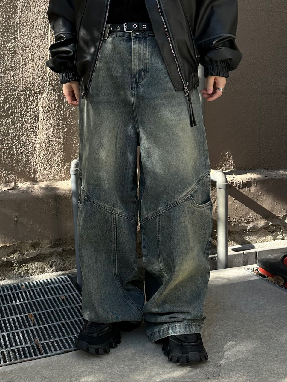 大阪店WEB限定【Chikashitsu +】double pocket wide denim pants (2color)