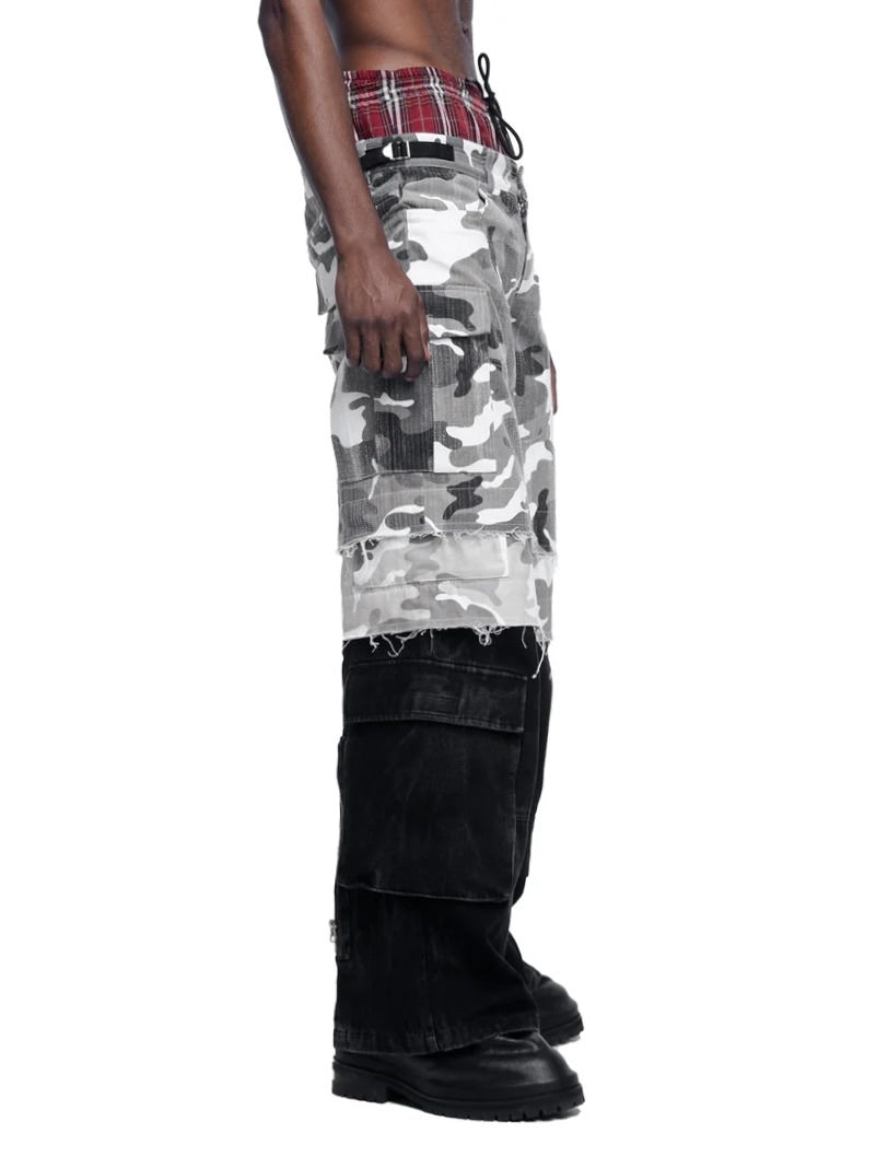 【The Boy Has No Patience】Prince Of Darkness Camouflage Stitching Four-In-One Overalls