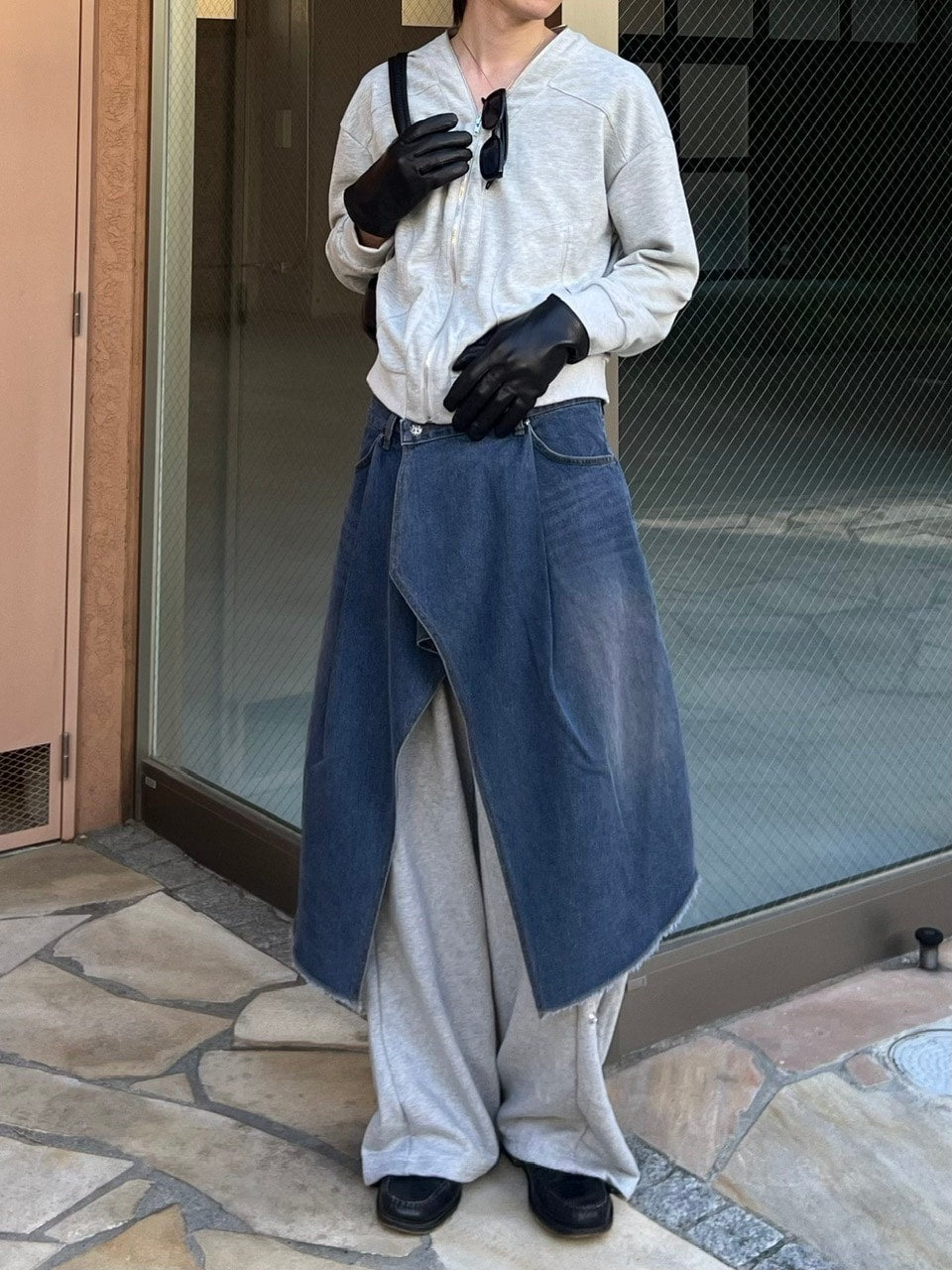 受注制【Chikashitsu +】wrapping design denim skirt (2color)