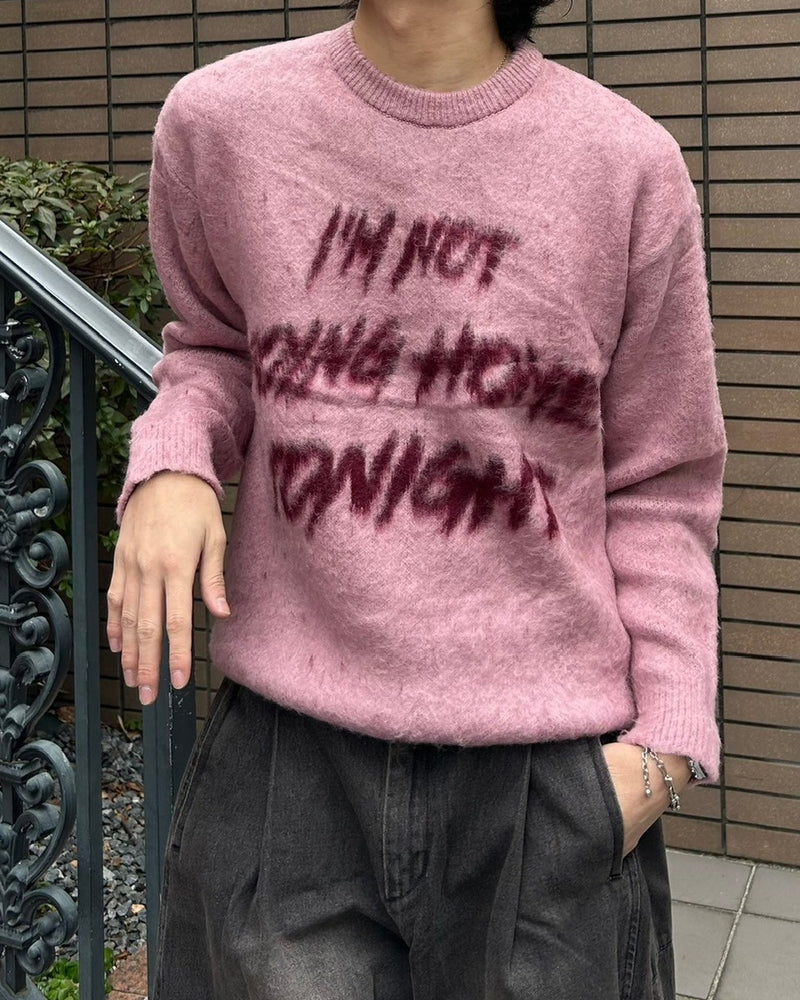 受注制【Chikashitsu +】unisex slogan knit (4color)