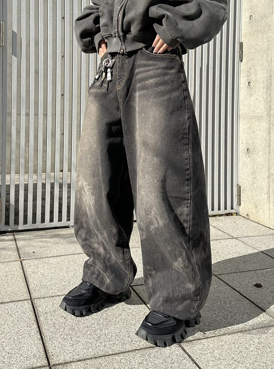 大阪店WEB限定受注制【Chikashitsu +】dirty wash balloon denim pants