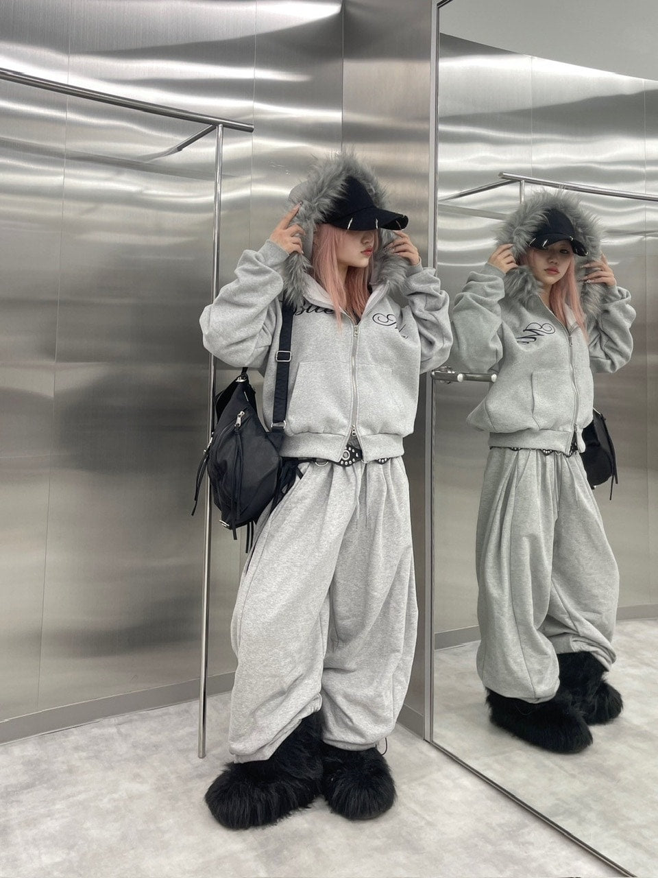 nmtc +】embroidery fur zip up hoodie (2color) – PRESSING WEB SHOP