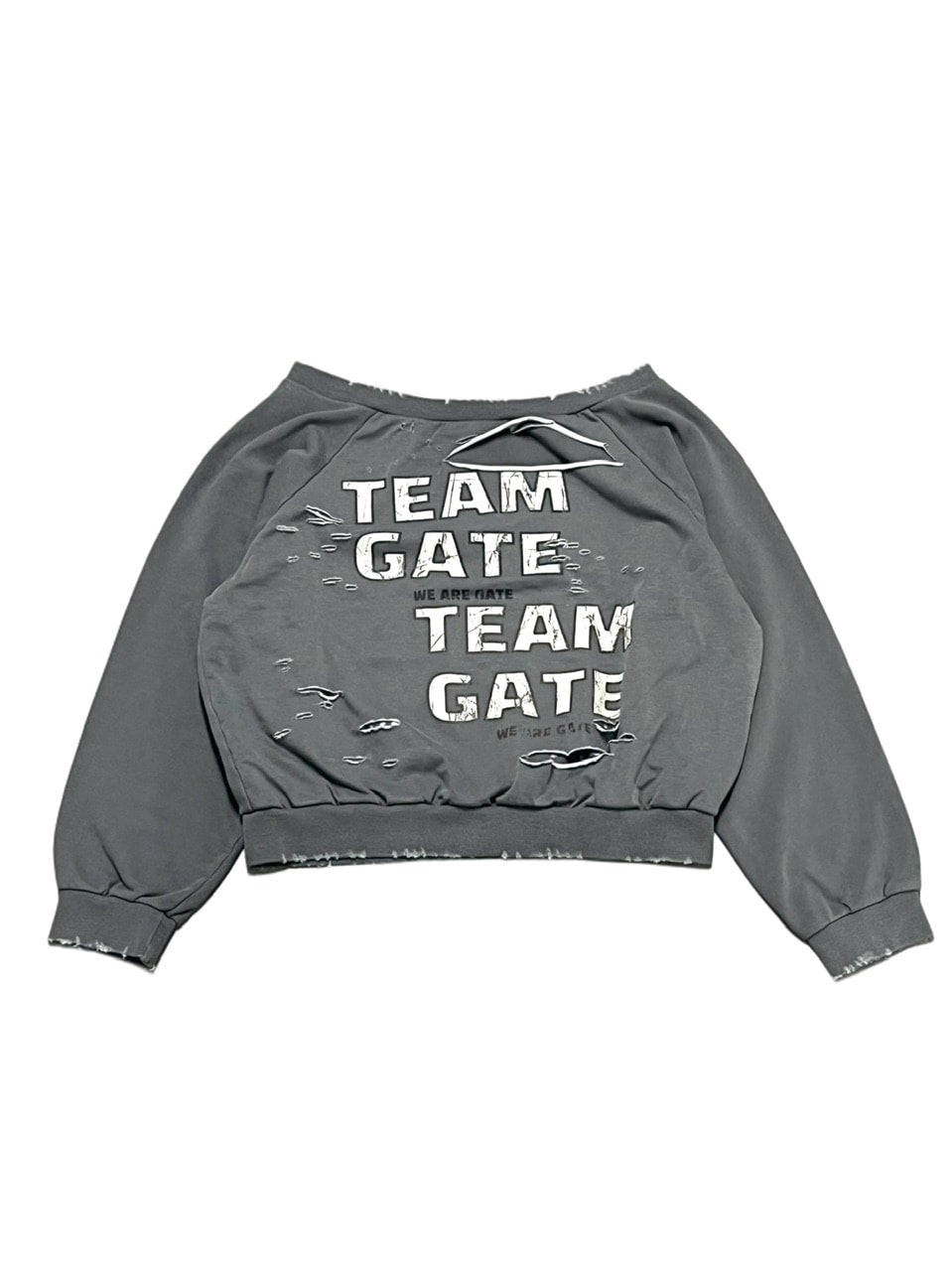 受注制【Never mind the XU】damage off shoulder sweat (2color)